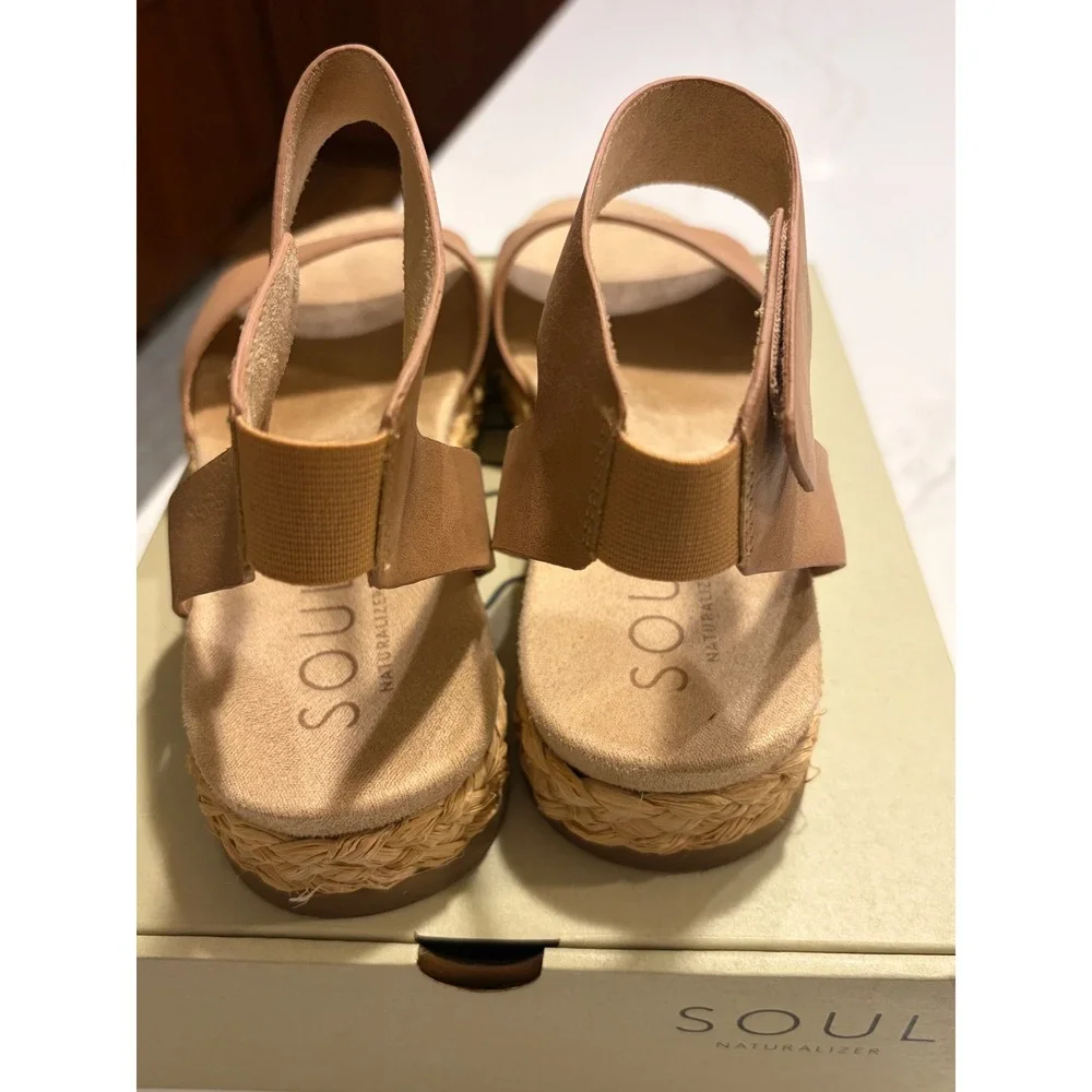 Soul Naturalizer Deara Cookie Dough Espadrille Platform Wedge Sandals size 8.5